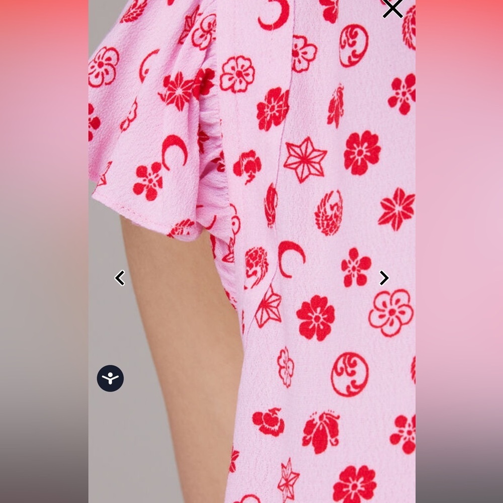 Whistles Pink Moon Floral Frill Sleeve Top Size 8 - Picture 3 of 6